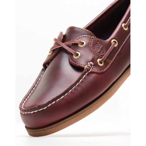 TIMBERLAND WOMEN'S 2-EYE CLASSIC BOAT LEATHER SHOES BURGUNDY FULL GRAIN 72333 - Picture 2 of 9